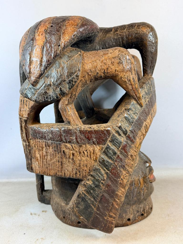 260443 Oud Afrikaans Yoruba Gelede helm masker uit Nigeria., Ophalen of Verzenden