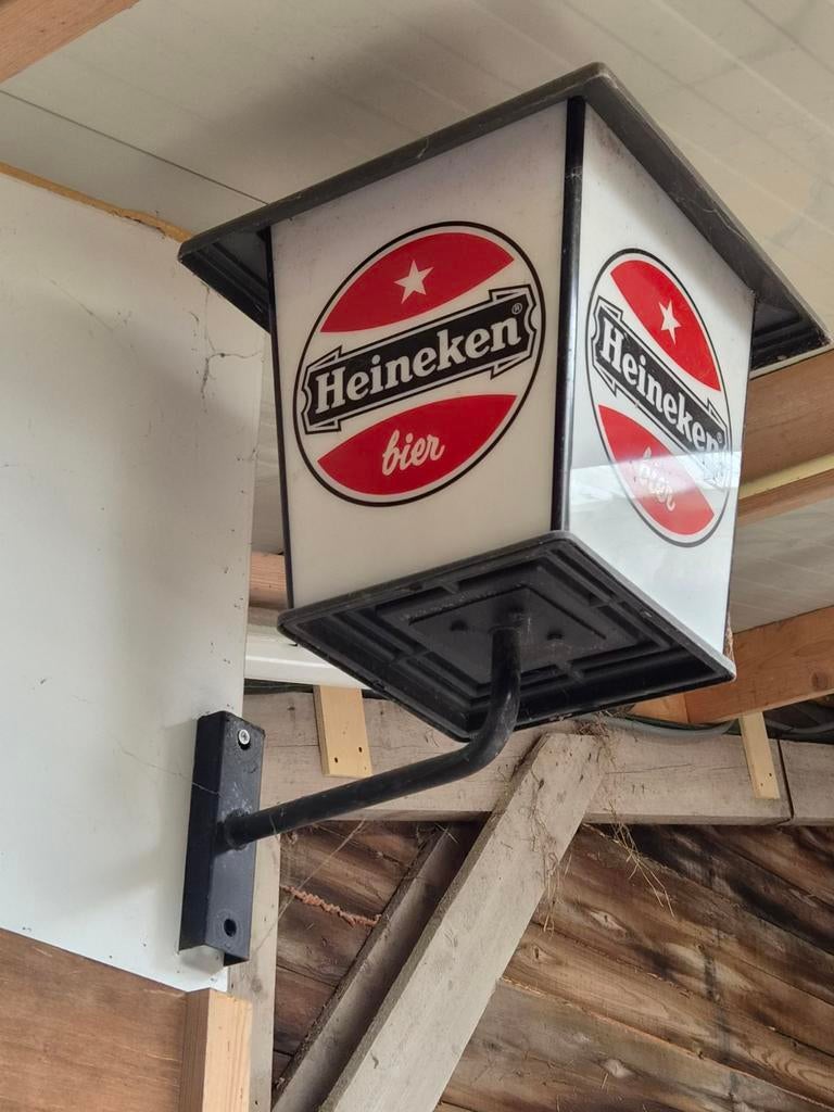 Heineken buitenlamp - Vintage lichtreclame, Ophalen of Verzenden, Gebruikt, Vintage, Industrieel, Reclame