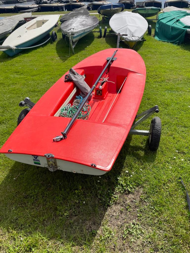 Topper zeilboot met strandtrailer, Watersport en Boten, Open zeilboten, Ophalen, Geen motor, Gebruikt, Minder dan 3 meter