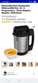 KitchenBrothers Soepmaker - RVS/Zwart - 2L, Ophalen of Verzenden, Blender