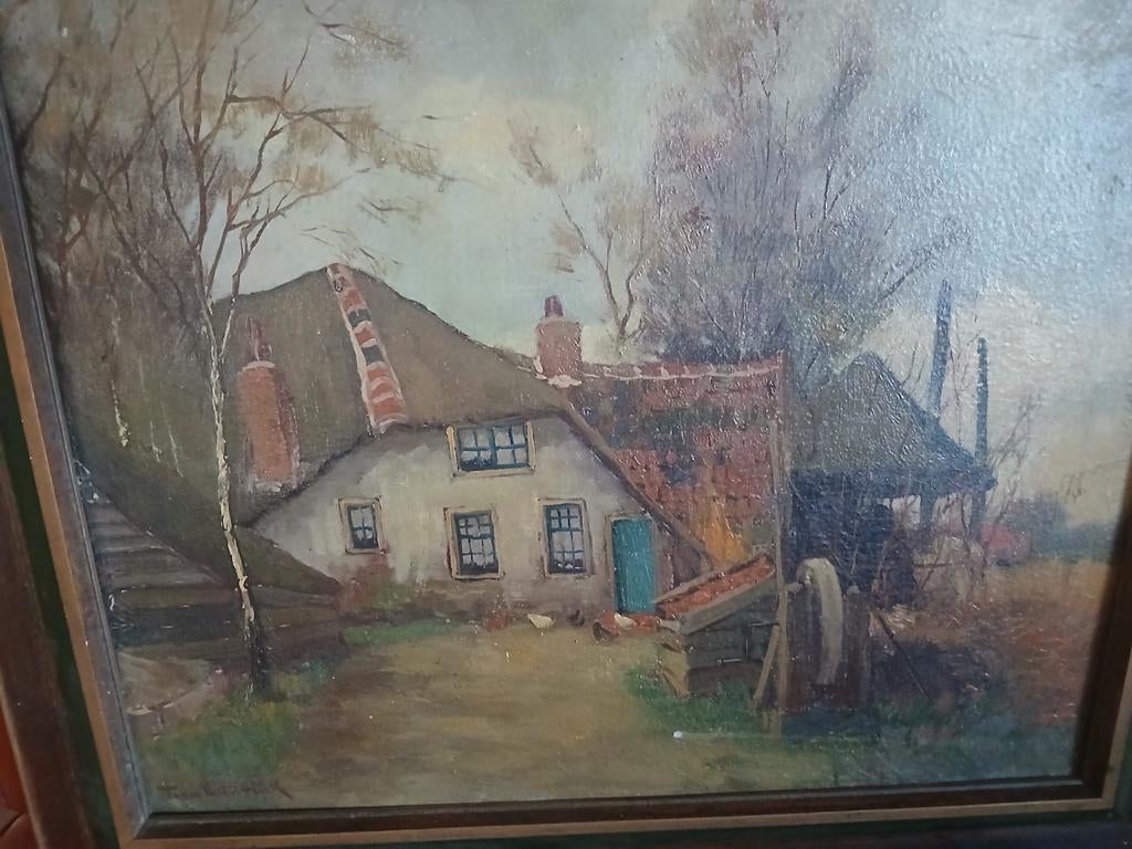 Toon Verplak landschap olieverfschilderij, Antiek en Kunst, Kunst | Schilderijen | Klassiek, Ophalen of Verzenden