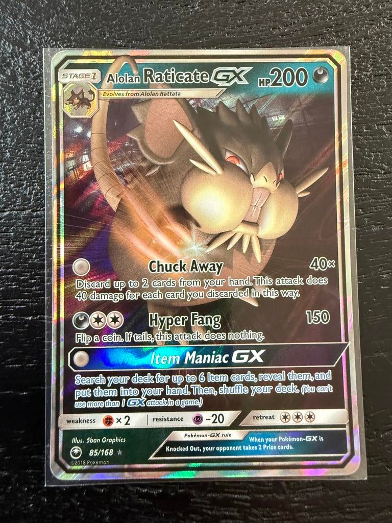 Alolan Raticate GX 85 pokemonkaart, Ophalen of Verzenden, Zo goed als nieuw