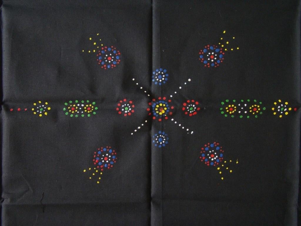zwarte lap met Staphorster stipwerk, Zwart, Fantasie, Handgemaakt, Textiel