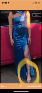 Gala jurk dames maat 36/38 blauw pailletten, Ophalen, Galajurk, Blauw, Zo goed als nieuw