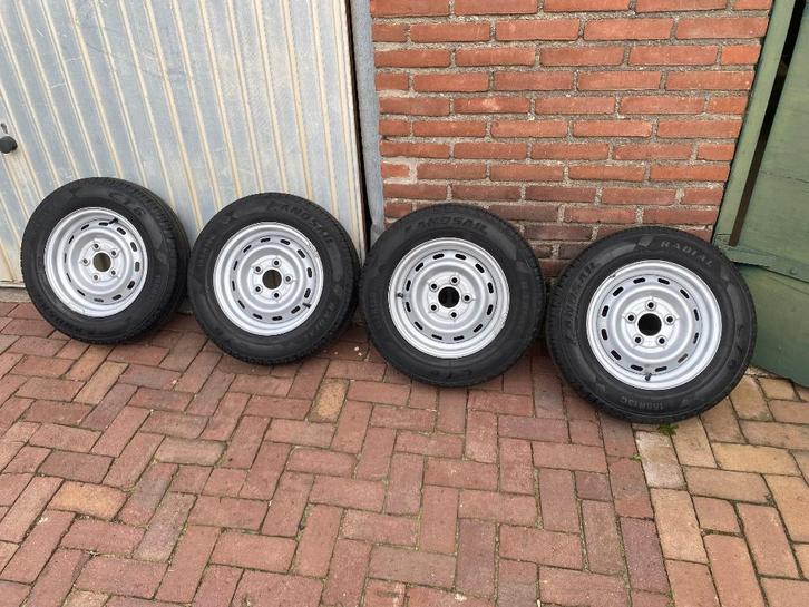 4 aanhanger wielen + banden 13 inch aanhangwagen velgenset, Auto diversen, Aanhangwagen-onderdelen, Gebruikt, Ophalen of Verzenden