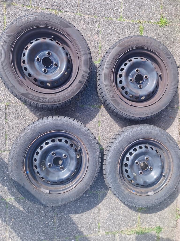 Set Hankook winterbanden + stalen velgen, Auto diversen, Aanhangwagen-onderdelen, Ophalen, Gebruikt