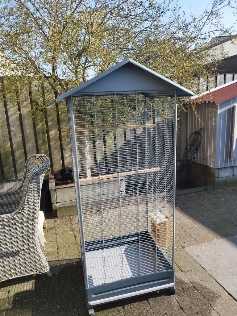 Zgan kamervoliere, zwart/grijs, Dieren en Toebehoren, Ophalen, Zo goed als nieuw, Metaal, Vogelkooi