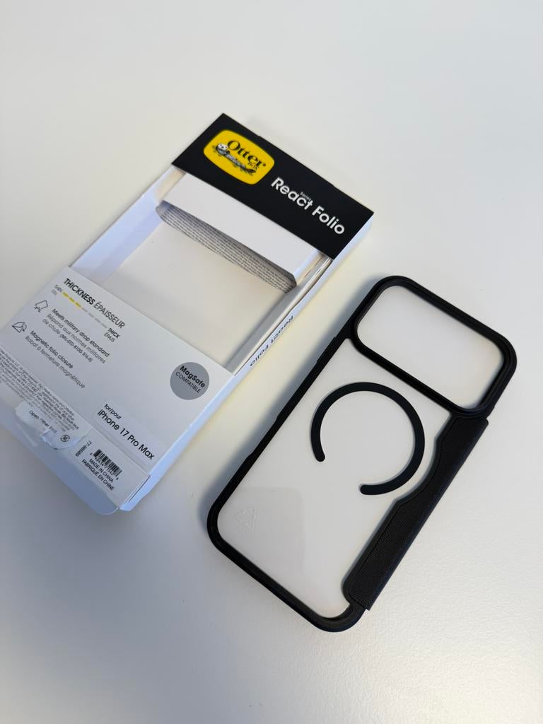 OtterBox React Folio iPhone 17 Pro Max Hoesje Zwart bookcase, IPhone 17, Nieuw, Hoesje of Tasje, Ophalen of Verzenden
