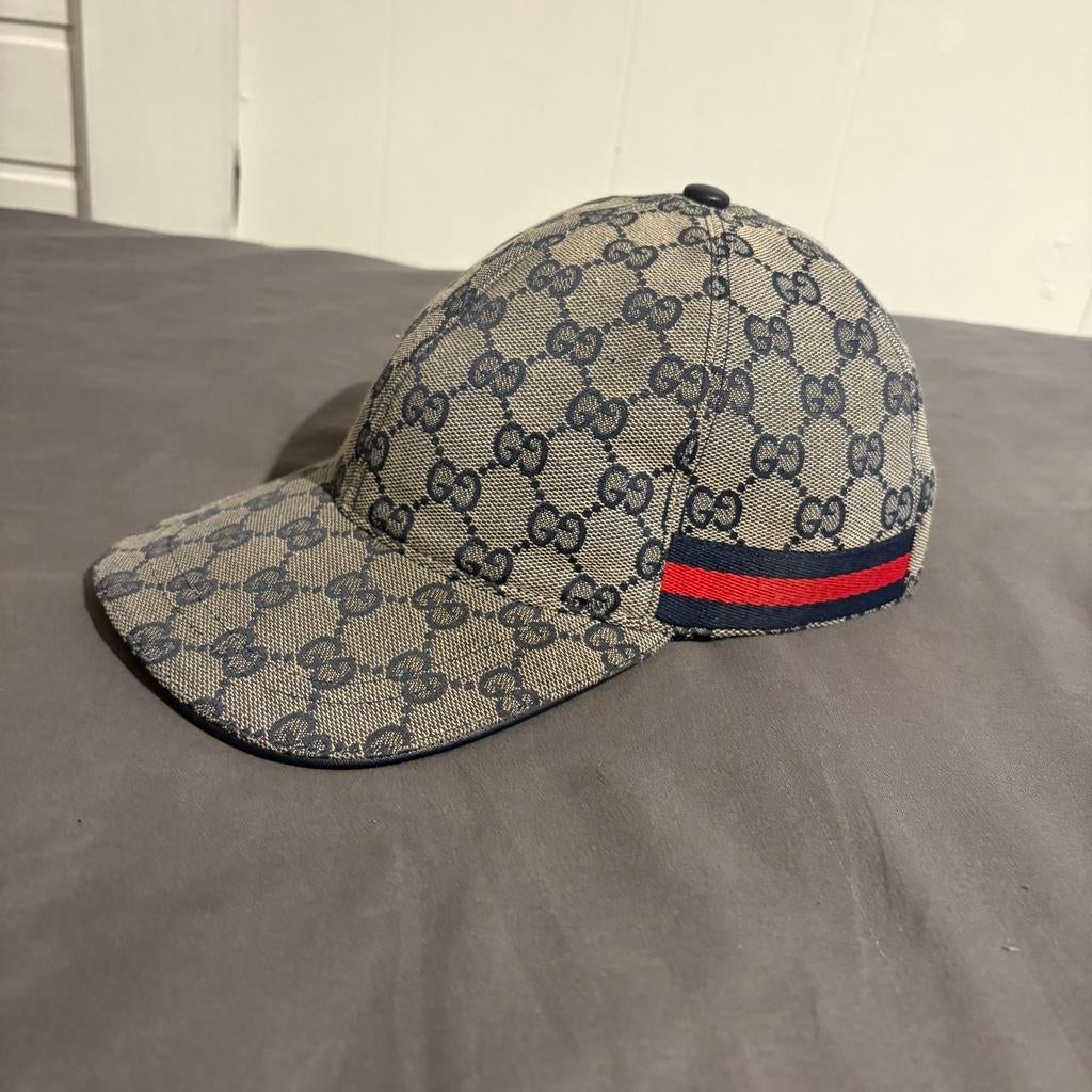 Gucci Pet Blauw Canvas (Nieuw), Kleding | Heren, Hoeden en Petten, Ophalen of Verzenden, Zo goed als nieuw, 57 cm (M, 7⅛ inch) of minder