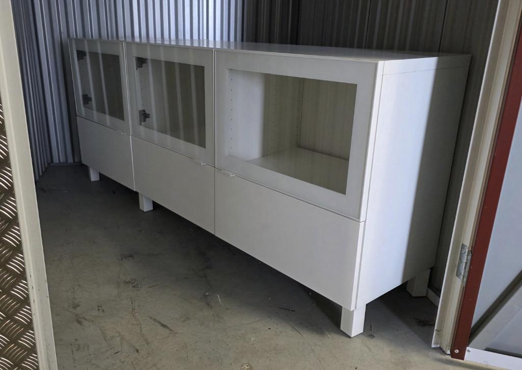 IKEA BESTÅ dressoir 180 cm glasdeuren en lades | nieuwstaat, Huis en Inrichting, Ophalen, Met deur(en), 150 tot 200 cm, Zo goed als nieuw