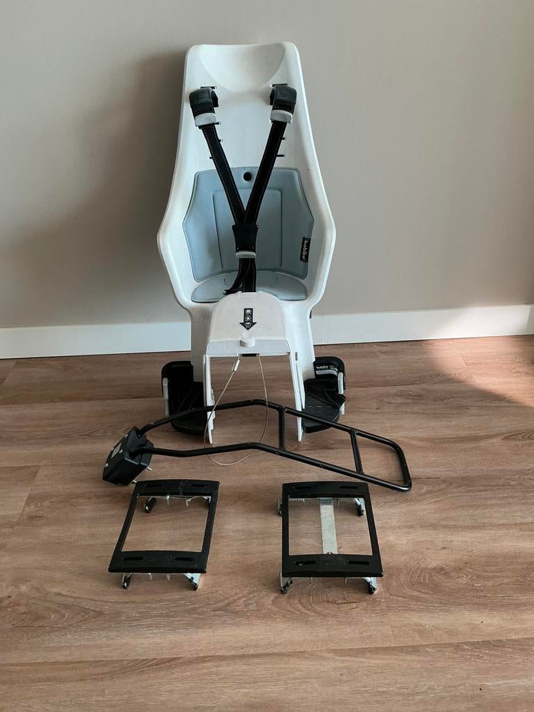 Bobike Maxi Exclusive Fietsstoeltje wit/blauw, Ophalen, Gebruikt, Achterzitje, Voetsteuntjes