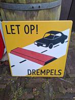 Oud verkeersbord 'Let op! Drempels', Ophalen of Verzenden, Gebruikt, Reclamebord