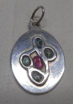 Zilveren vintage hanger met stenen nr.1500, Verzenden, Zo goed als nieuw, Zilver, Zilver