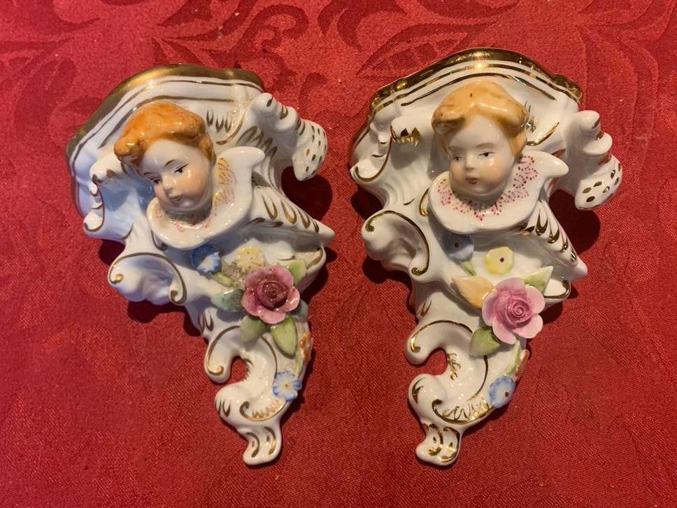 Saksisch Dresden consoles 14 cm gesigneerd N, Antiek en Kunst, Antiek | Porselein, Ophalen of Verzenden