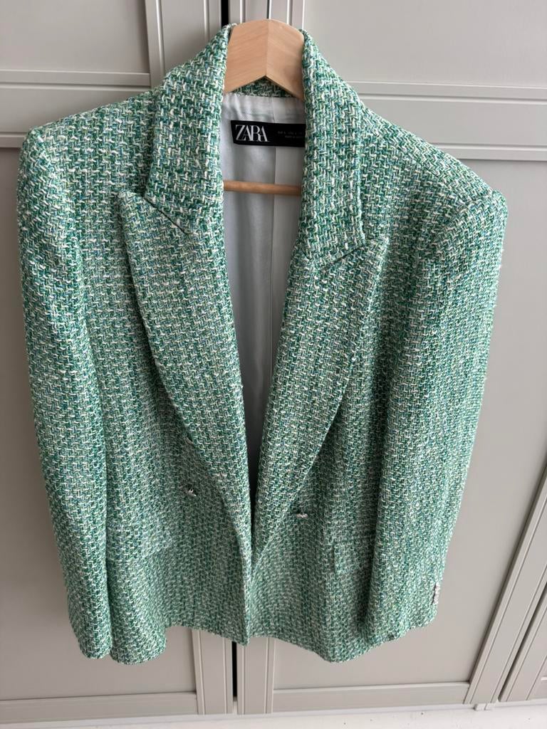Blazer groen Zara, Kleding | Dames, Maat 42/44 (L), Ophalen of Verzenden, Zo goed als nieuw, Jasje