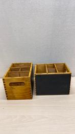 Tafelcaddy voor bestek met krijtbordje horeca restanten, Ophalen of Verzenden, Gebruikt