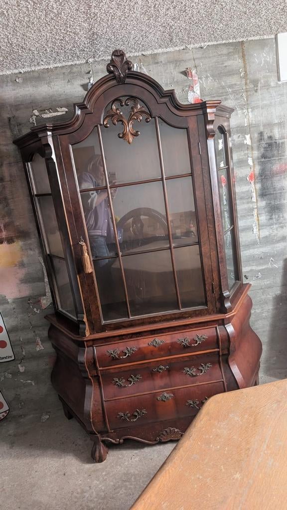 Antieke Vitrinekast / Pronkkast - Barok Stijl, Antiek en Kunst, Ophalen