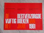 De 50 Best Verzorgde Boeken van het Jaar 1961 Poster, Verzamelen, Posters, Gebruikt, Vierkant, Ophalen of Verzenden, A1 t/m A3
