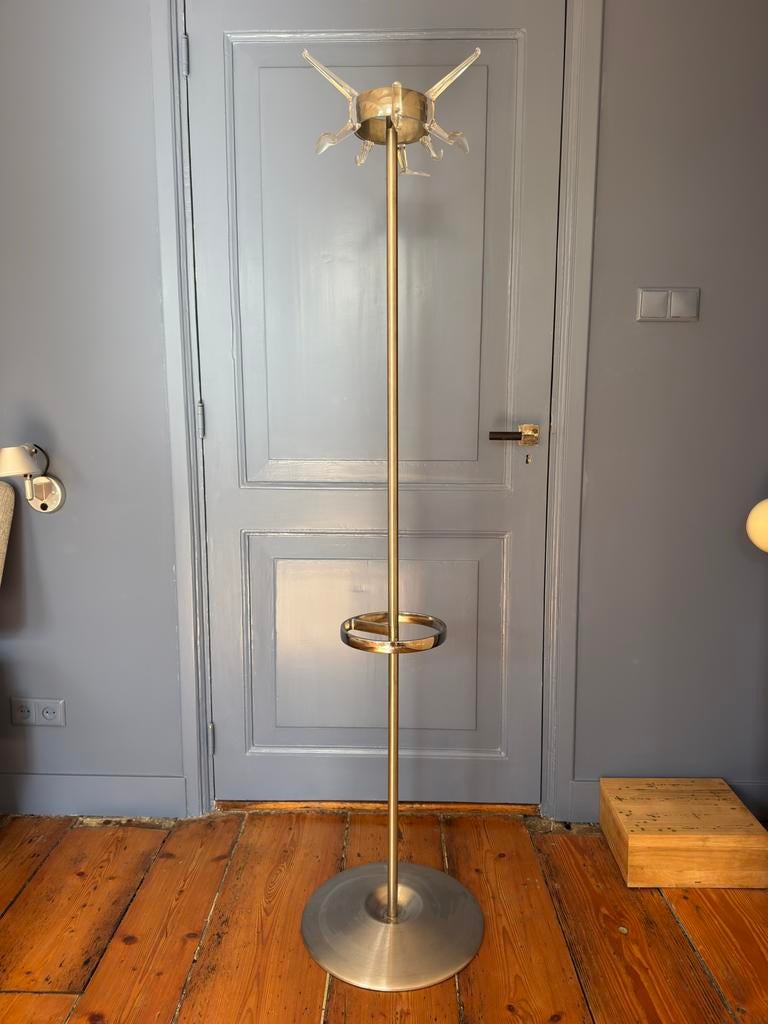 Design kapstok met metalen voet en ruimte voor paraplu’s, Ophalen, Gebruikt, Metaal, Staande kapstok