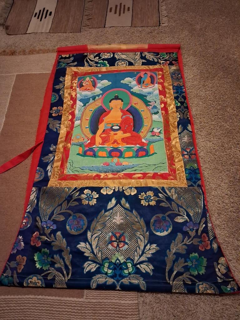 Boeddha Thangka - Handgeschilderd Tibetaans Kunstwerk, Antiek en Kunst, Ophalen of Verzenden