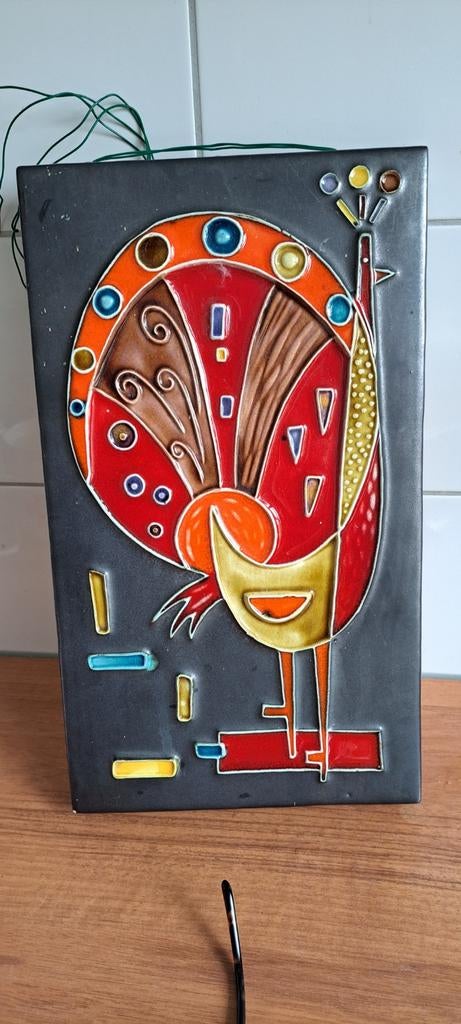 Decoratieve tegel met kleurrijke vogelafbeelding, Ophalen of Verzenden