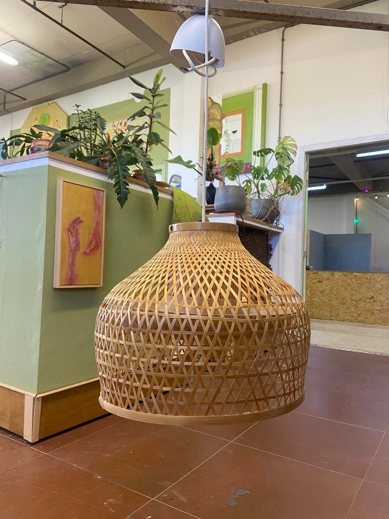 Rieten lamp, Ophalen, Zo goed als nieuw, Rond, 25 tot 50 cm