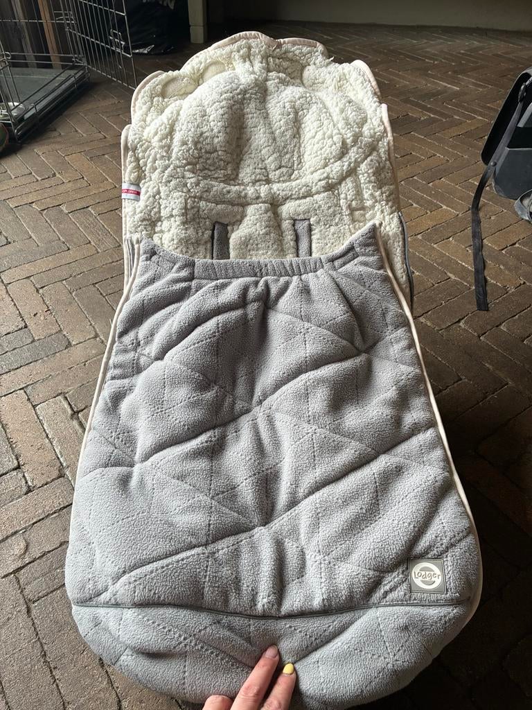 Babyschaal met Voetenzak voor Bakfiets - Grijs/Wit, Kinderen en Baby's, Ophalen of Verzenden, Gebruikt