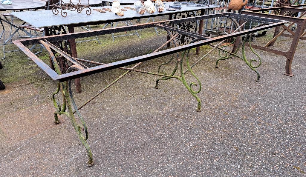 Smeedijzeren tuintafel onderstel antiek model 270x80x75 cm, Ophalen