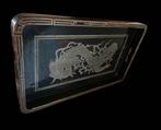 Antiek Chinees lak houten Dienblad met Zilver Draak  inleg, Antiek en Kunst, Verzenden, Zilver