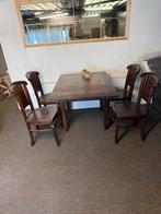 Tafel met 4 stoelen voor man cave, Huis en Inrichting, Tafels | Eettafels, Gebruikt, Vierkant, Vier personen, Overige houtsoorten