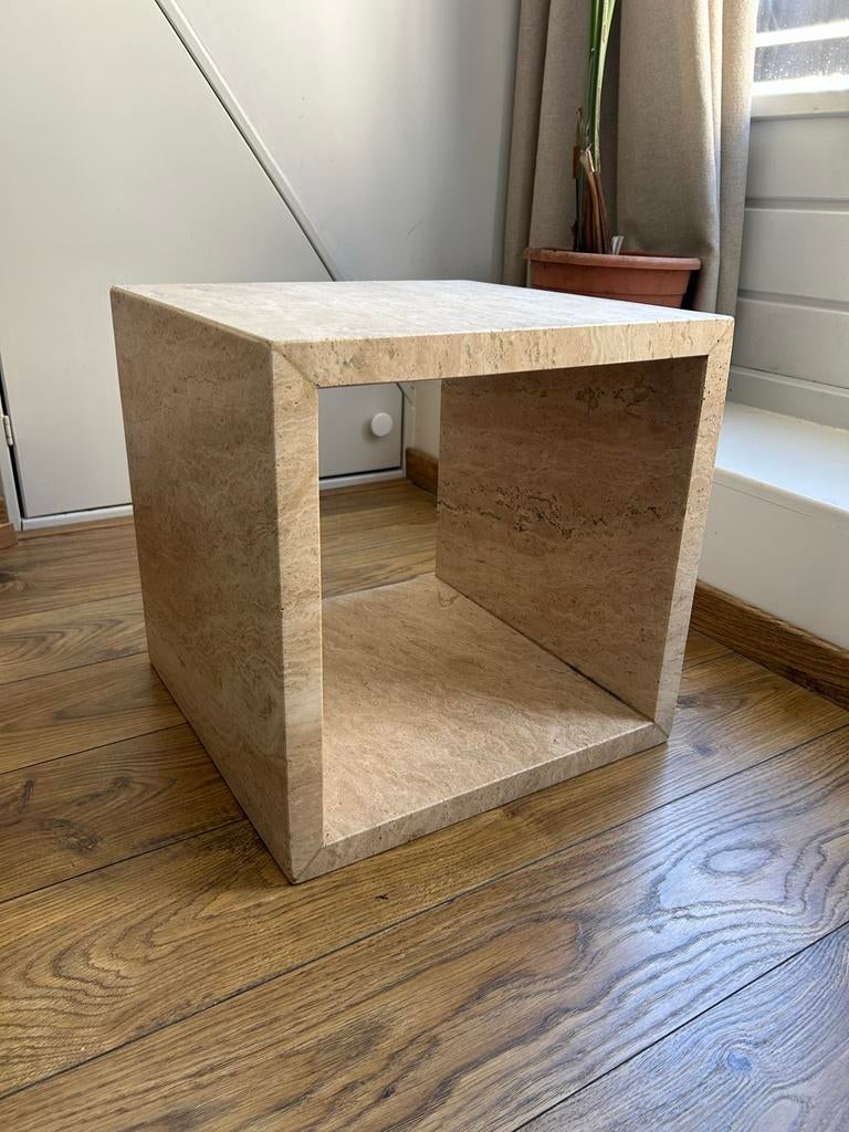 Stijlvolle marmeren bijzettafel, Huis en Inrichting, Ophalen, Minder dan 55 cm, Gebruikt, Vierkant