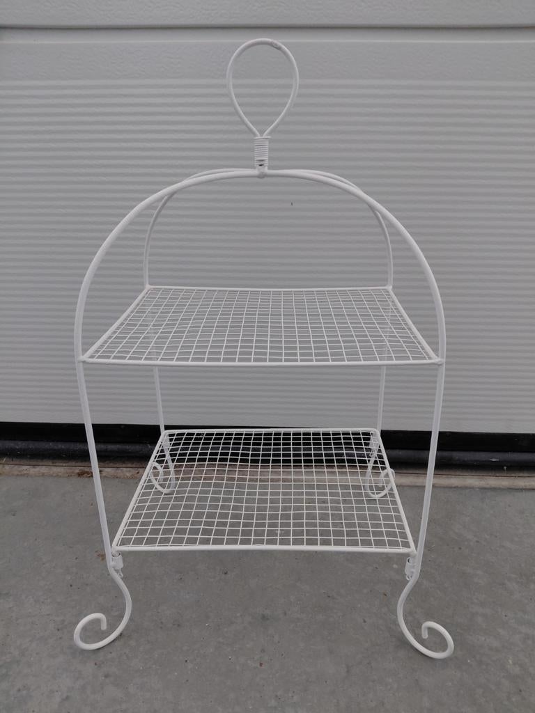 Witte metalen etagere met 2 lagen, Ophalen of Verzenden, Nieuw