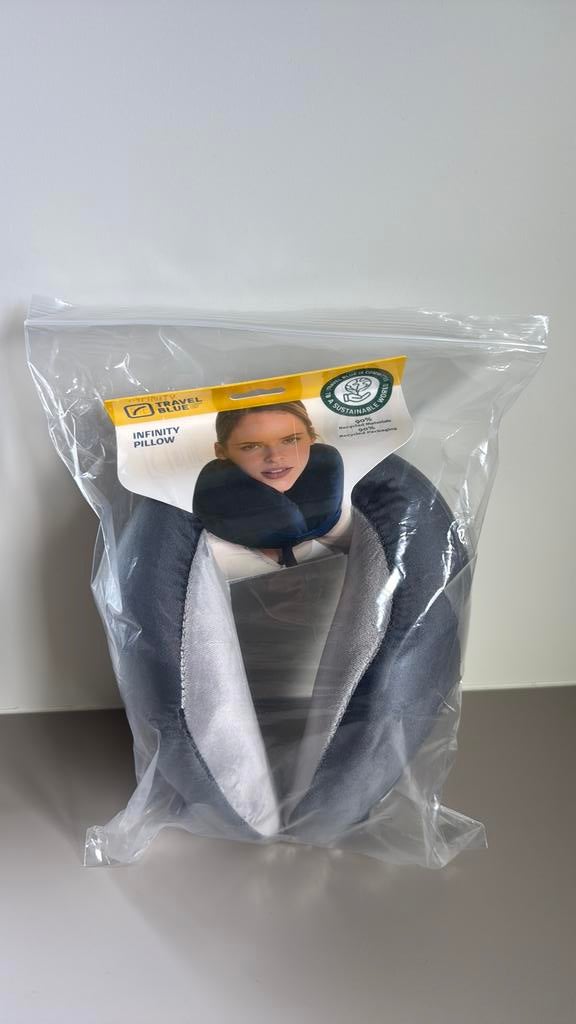 Nieuw reiskussen memory foam travel blue infinity pillow, Ophalen of Verzenden, Nieuw, Grijs
