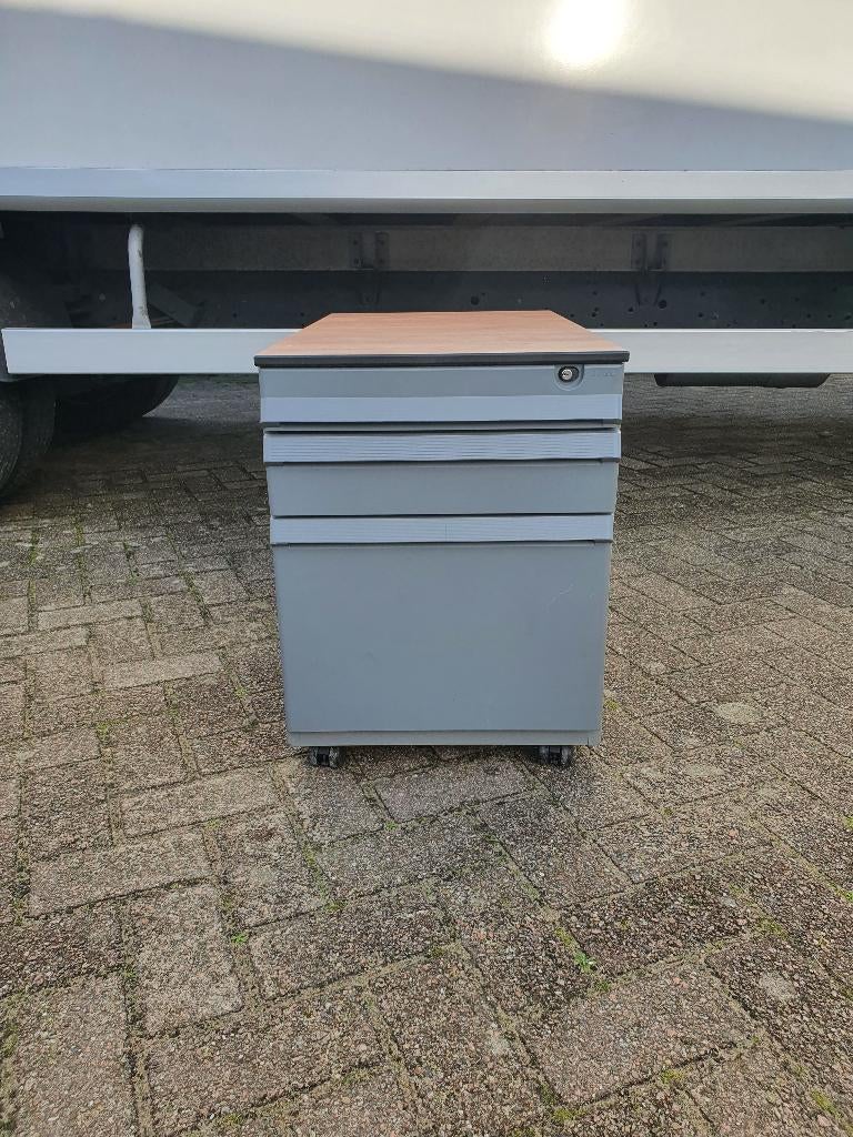 Ahrend ladeblok - 3 lades - grijs met trespa topblad, Ophalen, Kofferen 60, Minder dan 50 cm, 75 cm of meer