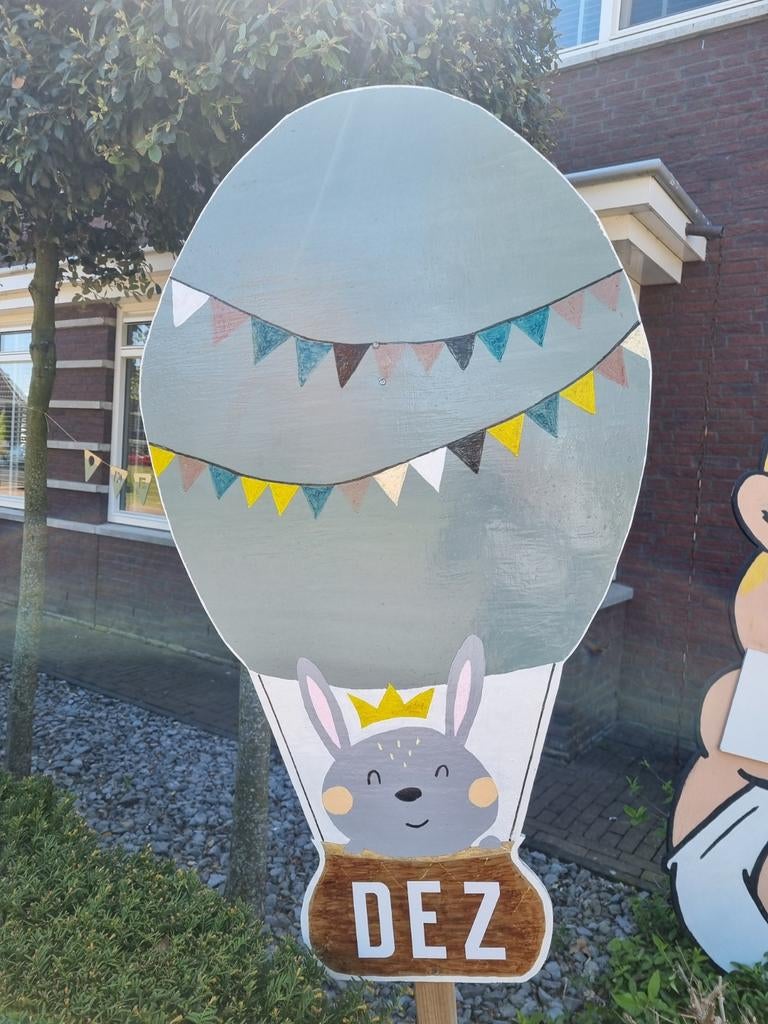 Geboortebord Jongen/Meisje - Konijn in Luchtballon, Ophalen of Verzenden, Nieuw, Geboortebord