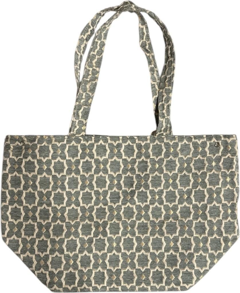 Handgemaakte Fluwelen XL  met Gouden Accenten  Grijs, Ophalen of Verzenden, Nieuw, Grijs, Shopper