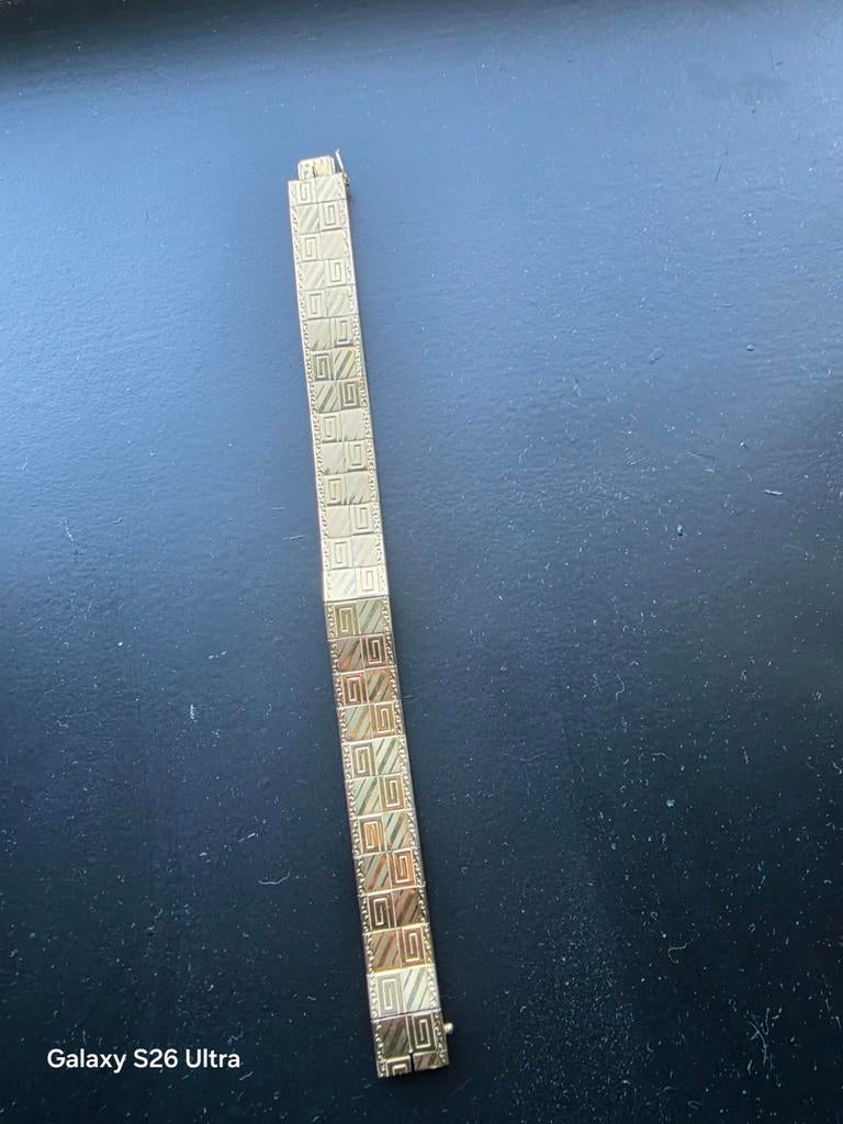 Gouden armband met Griekse patroon 14k, Verzenden, Zo goed als nieuw, Goud, Goud