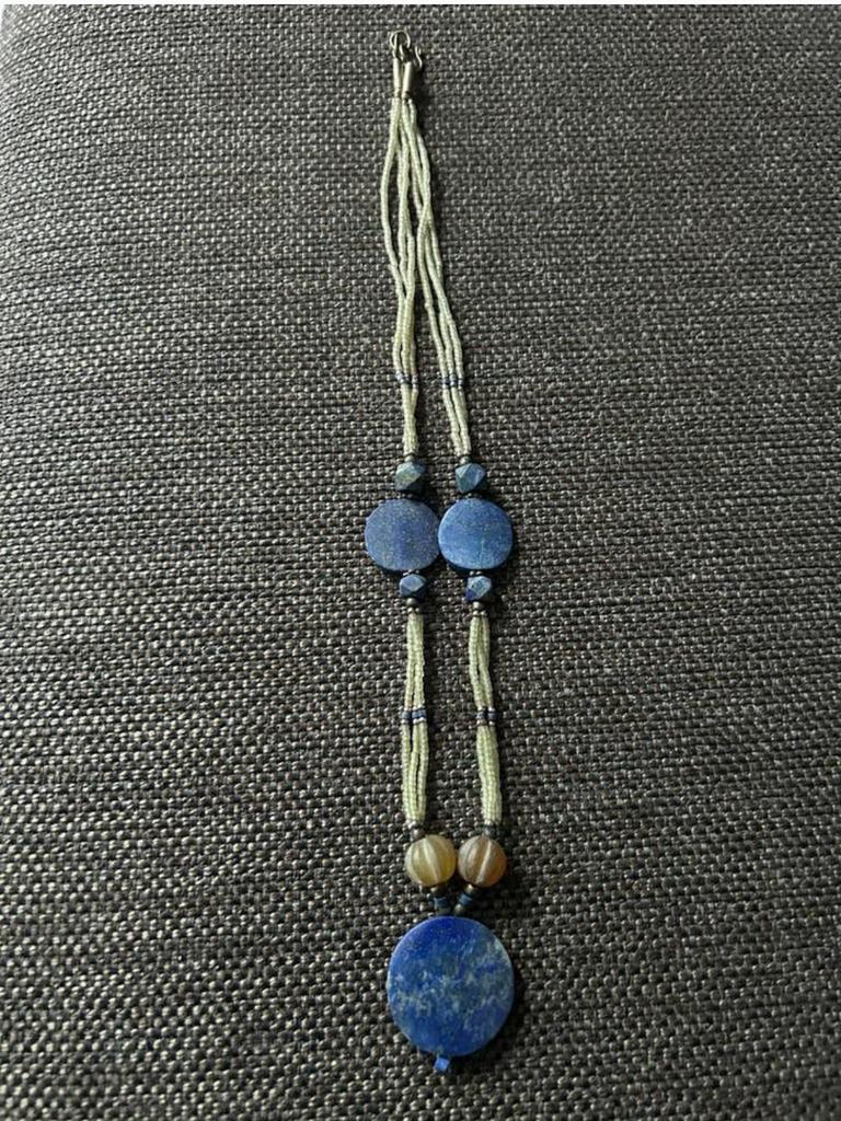 Handgemaakte Lapis Lazuli Ketting uit Afghanistan, Gebruikt, Blauw, Ophalen of Verzenden, Steen of Mineraal