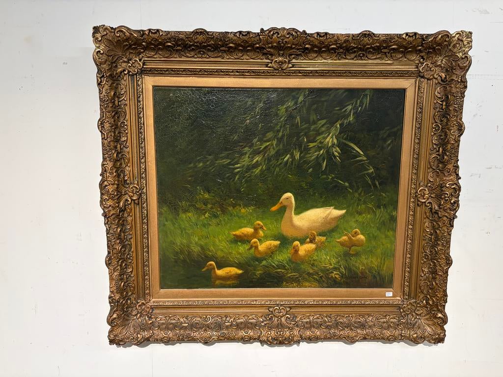 Schilderij Eenden familie door Constant Artz, Antiek en Kunst, Ophalen
