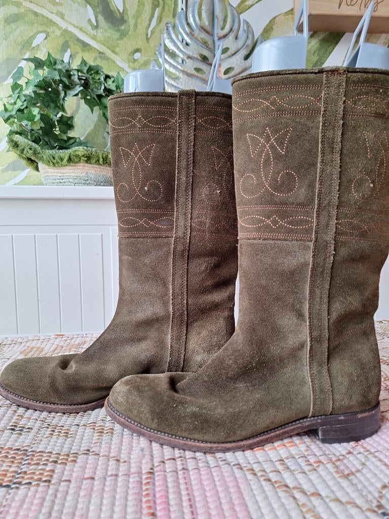 Paul warmer groen suede laarzen maat 41, Ophalen of Verzenden, Gedragen, Groen, Hoge laarzen