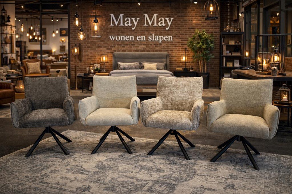 Eetkamerstoel Bali in 4 kleuren 360° Direct/leverbaar E-7345, Huis en Inrichting, Ophalen, Overige kleuren, #Scandinavisch#Japandi#Luxueus#Draaibaar#Modern