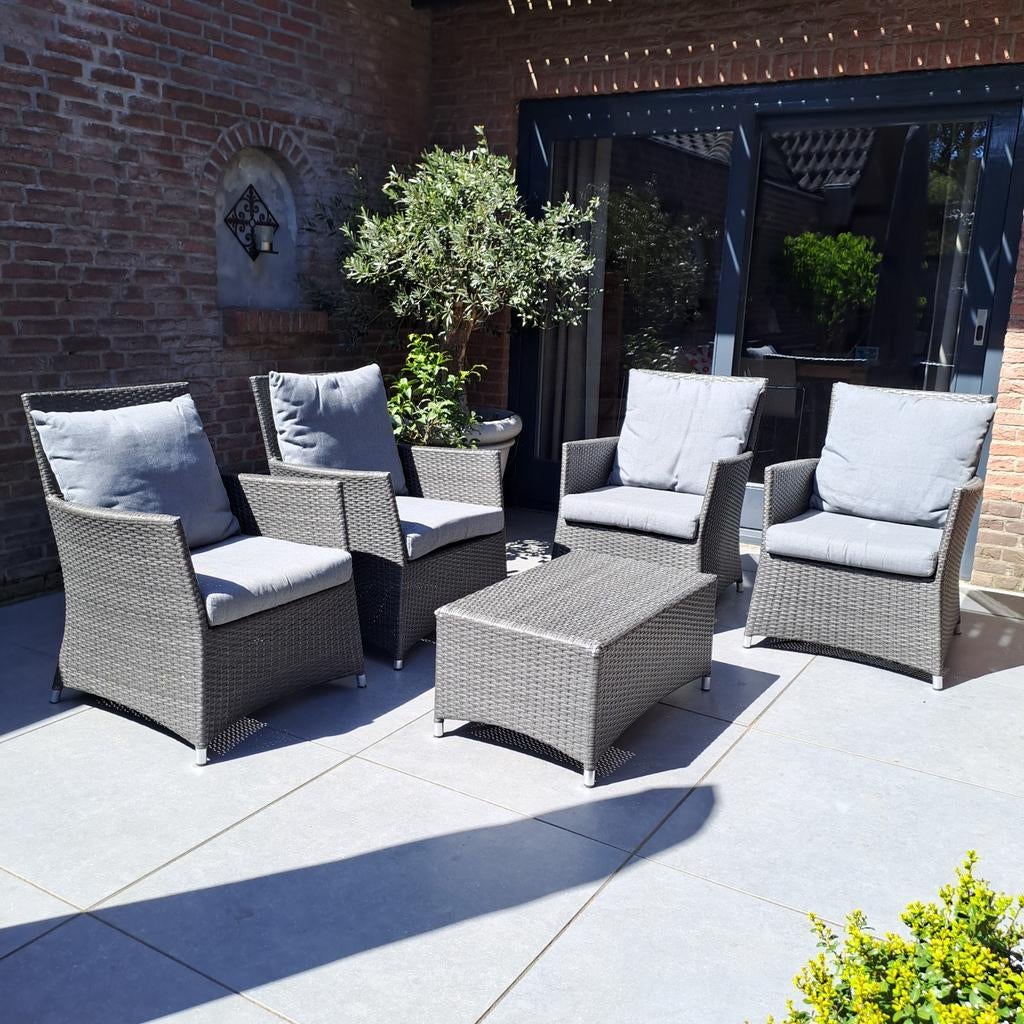 Tuinset met 4 losse lounge stoelen, Tuin en Terras, Ophalen, 4 zitplaatsen, Gebruikt, Loungeset