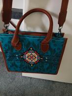 Turquoise handtas met etnisch patroon en portemonnee, Ophalen of Verzenden, Nieuw, Blauw, Handtas