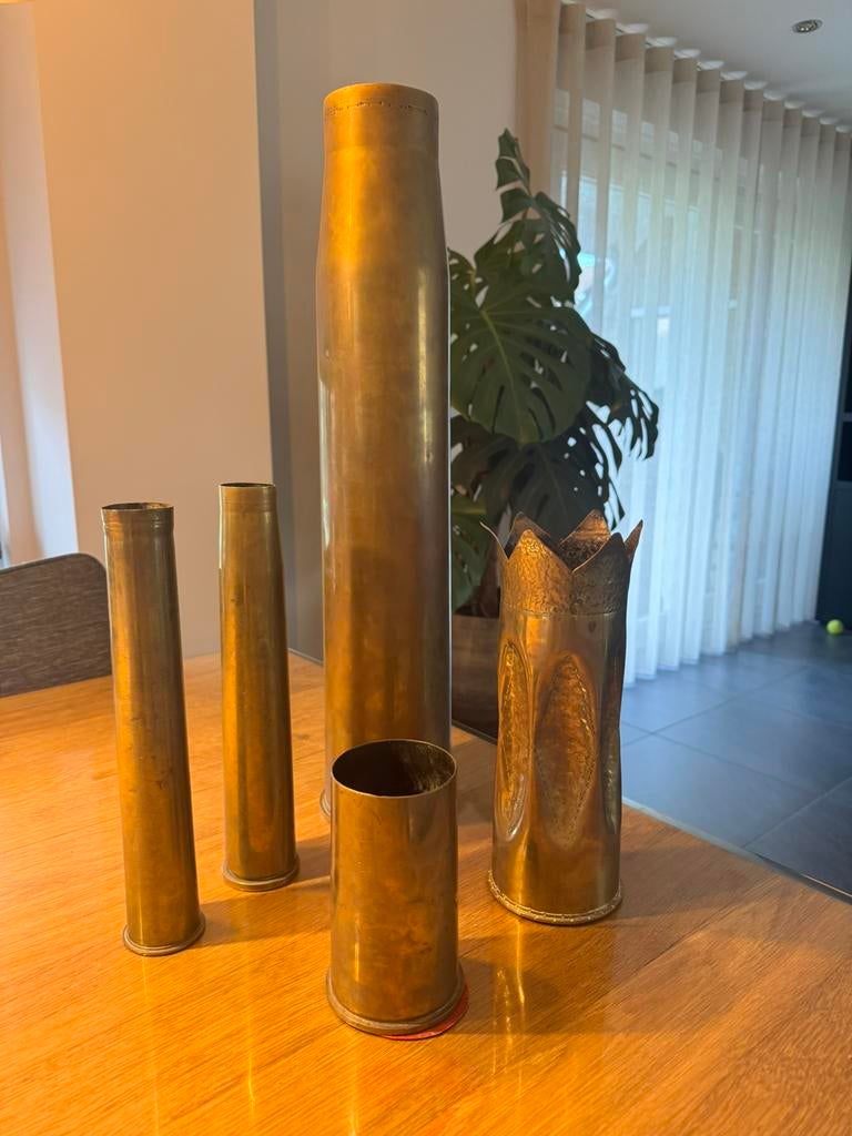 Set van koperen hulzen, Verzamelen, Ophalen, Overige soorten, Overige gebieden, Hulzen of Bodemvondsten