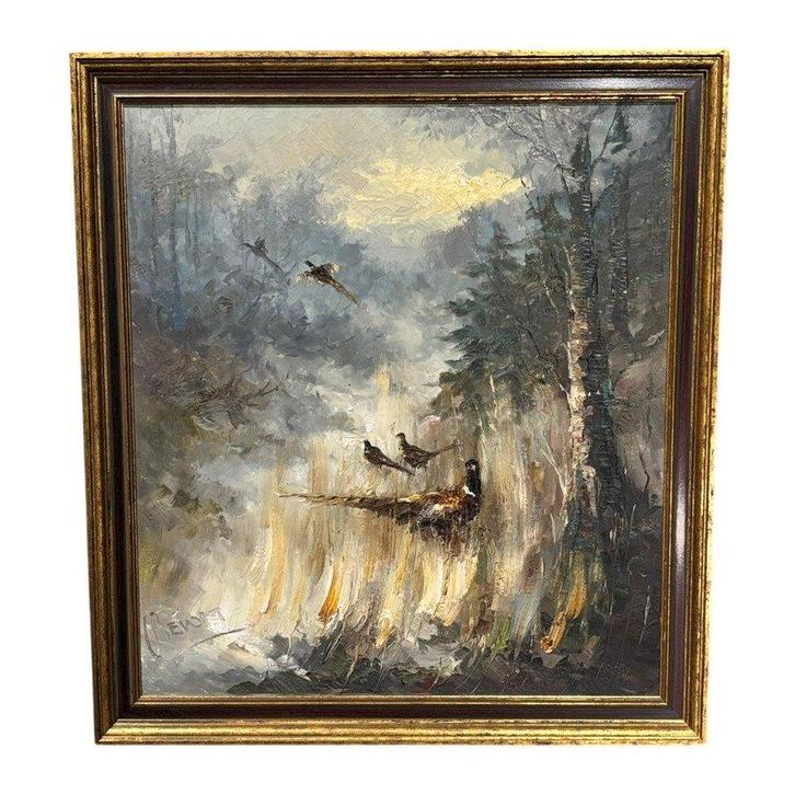 John Bévort (1917-1996) - Fazanten in het bos, Antiek en Kunst, Kunst | Schilderijen | Klassiek, Ophalen of Verzenden