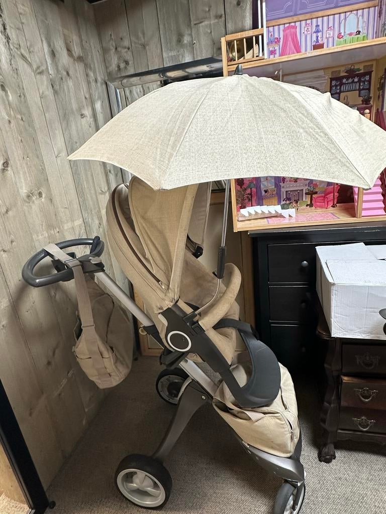 Stokke Xplory Kinderwagen Beige met Accessoires, Kinderen en Baby's, Kinderwagens en Combinaties, Ophalen of Verzenden, Gebruikt
