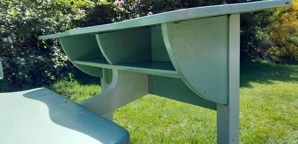 keileuk, oud schoolbankje vintage, Kinderen en Baby's, Kinderkamer | Tafels en Stoelen, Ophalen, Gebruikt, Tafel(s) en Stoel(en)