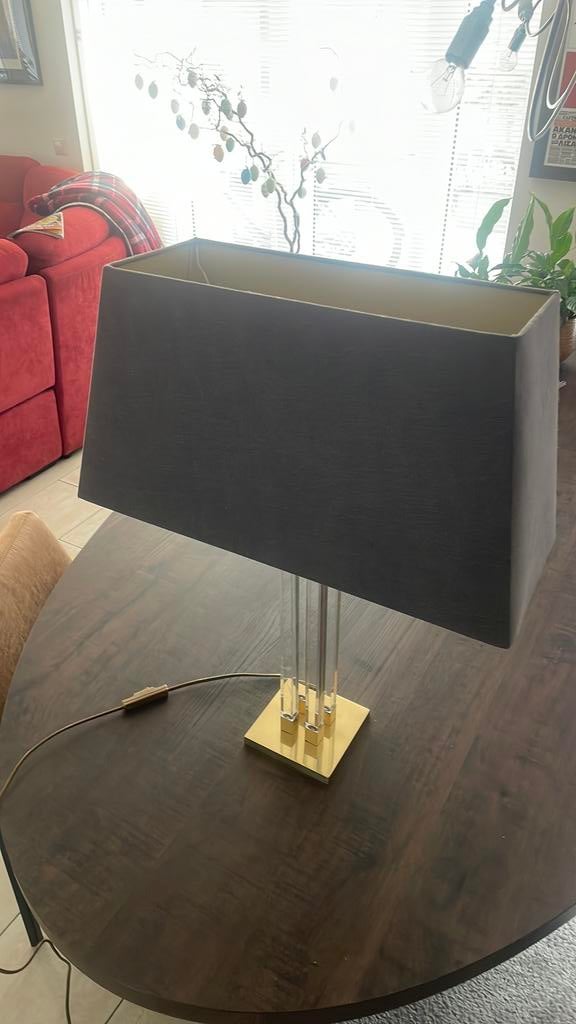 Tafel/kast Lamp met kap (vierkant donkergrijs), Gebruikt, 50 tot 75 cm, Ophalen of Verzenden, Modern/klassiek