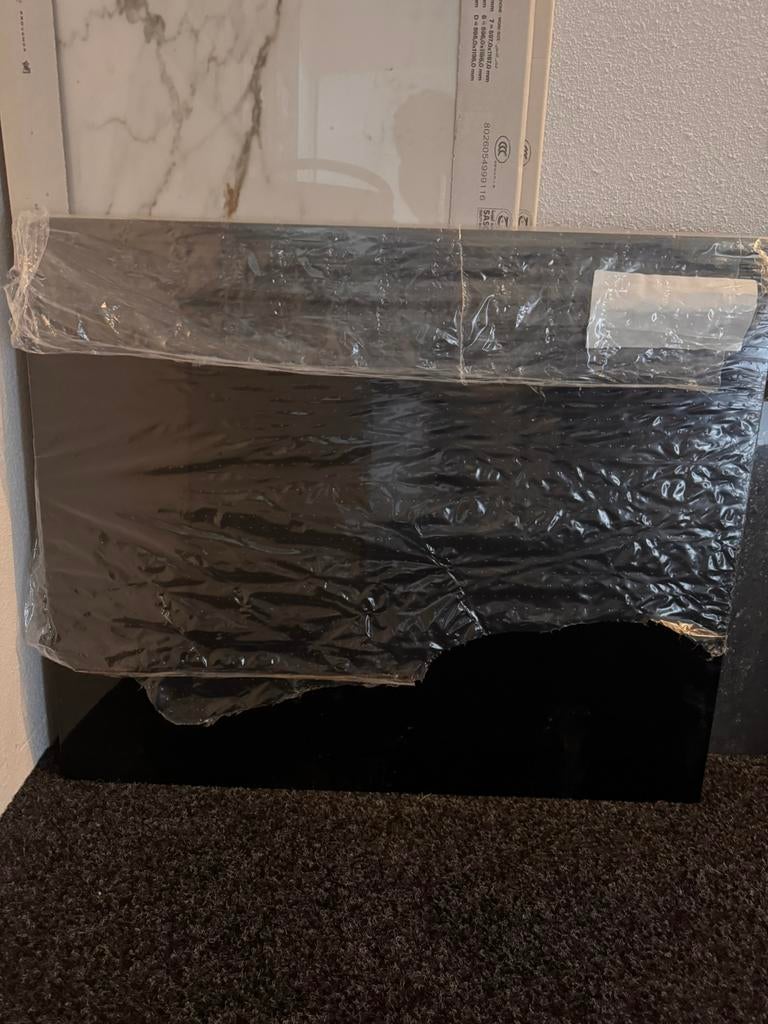 zwarte hardglazen achterwand / spatplaat voor keuken., Ophalen, Nieuw, Zwart
