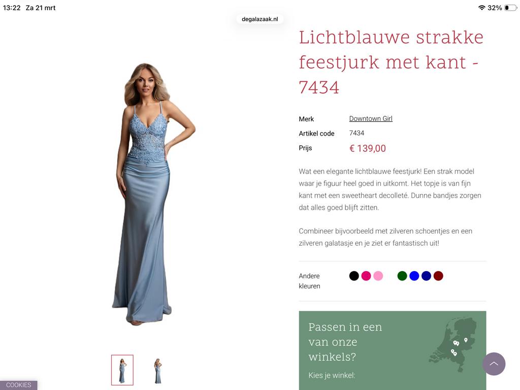 Prachtige galajurk van de Galazaak maat M, Maat 38/40 (M), Galajurk, Blauw, Ophalen of Verzenden